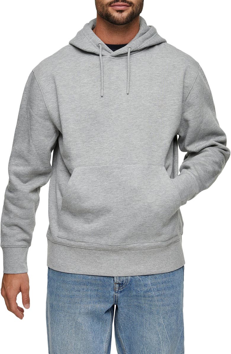 TOPMAN Twill Pullover Hoodie, Main, color, GREY