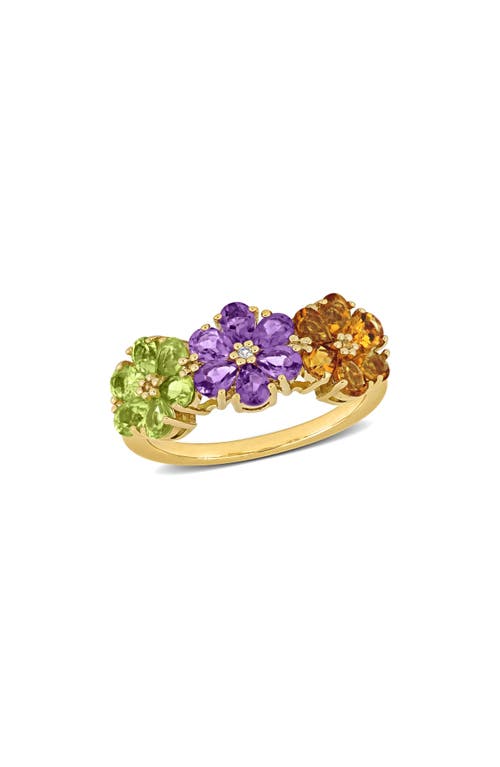 Delmar Amethyst, Citrine & Peridot Floral Ring In Multi