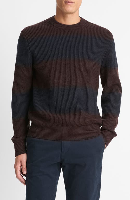 Vince Shaker Crewneck Sweater In Oxblood/coastal