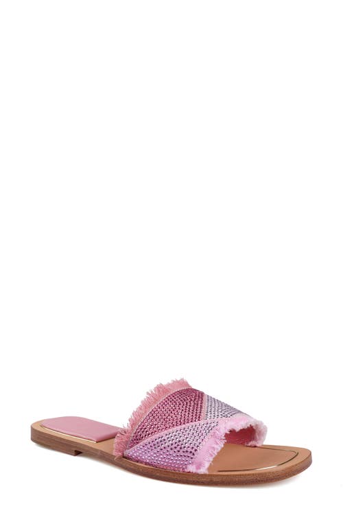 Tamy Rhinestone Slide Sandal in Pink Denim