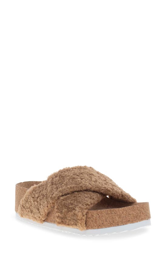 Shop Chooka Annie Crossband Faux Shearling Slide Sandal In Tan