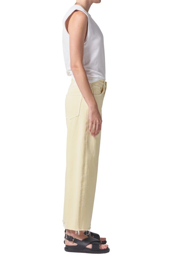 Shop Citizens Of Humanity Ayla Raw Hem High Waist Baggy Crop Wide Leg Jeans In Limoncello