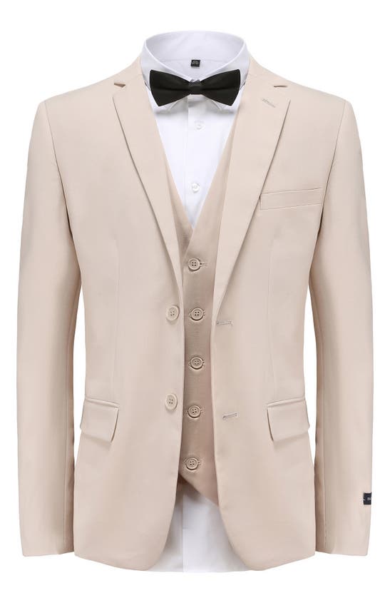 Shop Braveman Premium Slim Fit 3-piece Suit In Light Beige