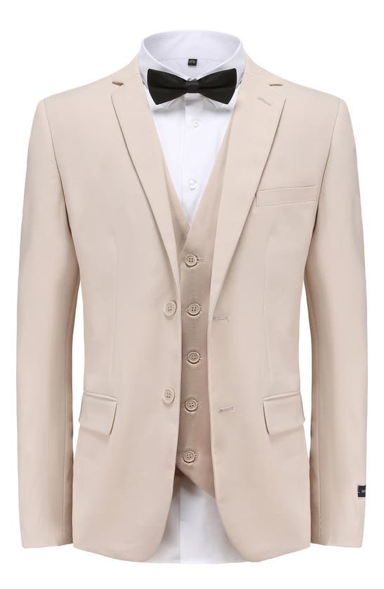 Braveman Premium Slim Fit 3-piece Suit In Light Beige