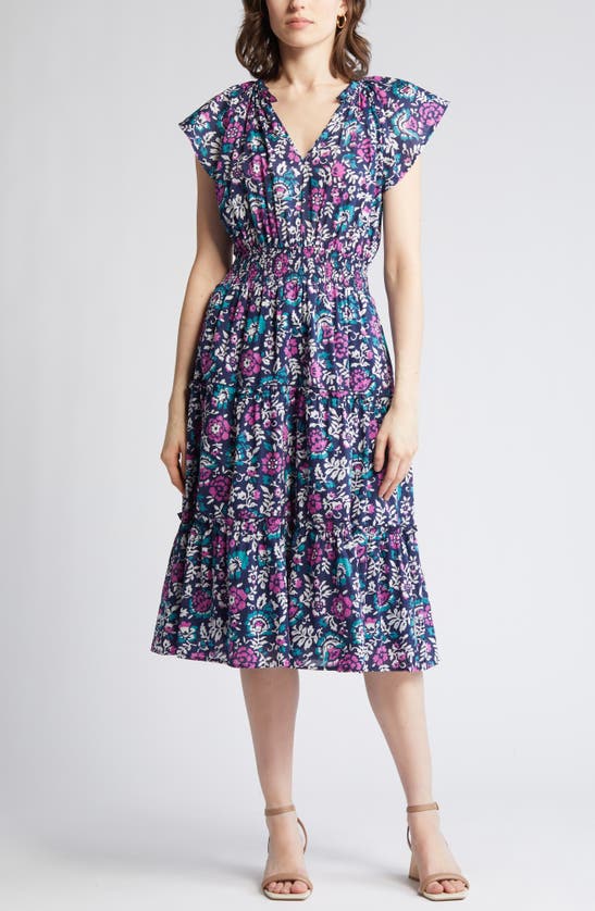 Shop Rails Amellia Floral Cotton Midi Dress In Woodblock Floral