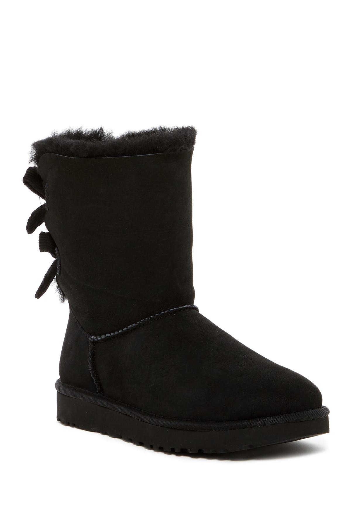 Ugg Bailey Twinface Genuine Shearling & Bow Corduroy Boot In Black