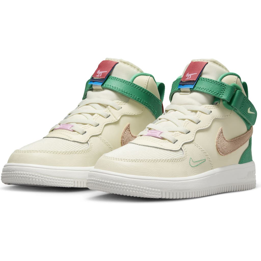 Nike Kids' Air Force 1 Easyon Mid Se Sneaker In Coconut/pink/green