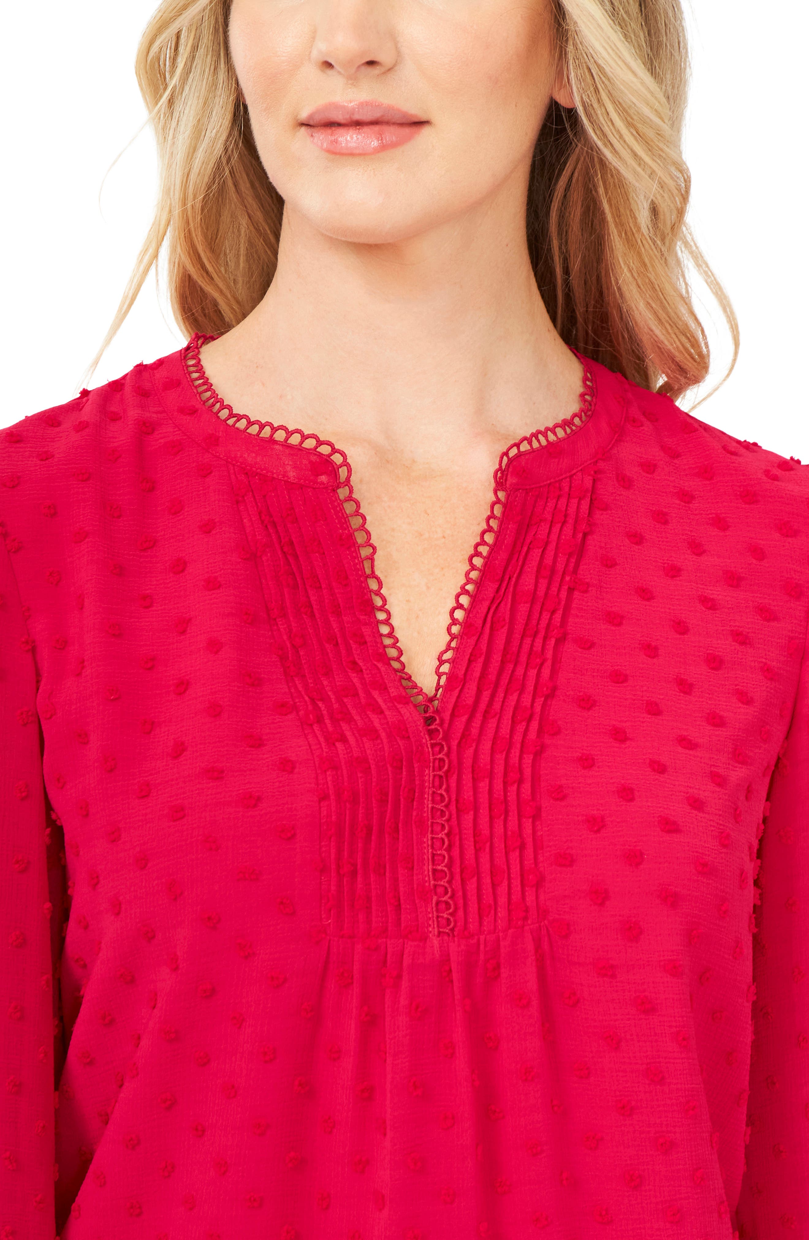 CeCe Clip Dot Long Sleeve Blouse Nordstrom