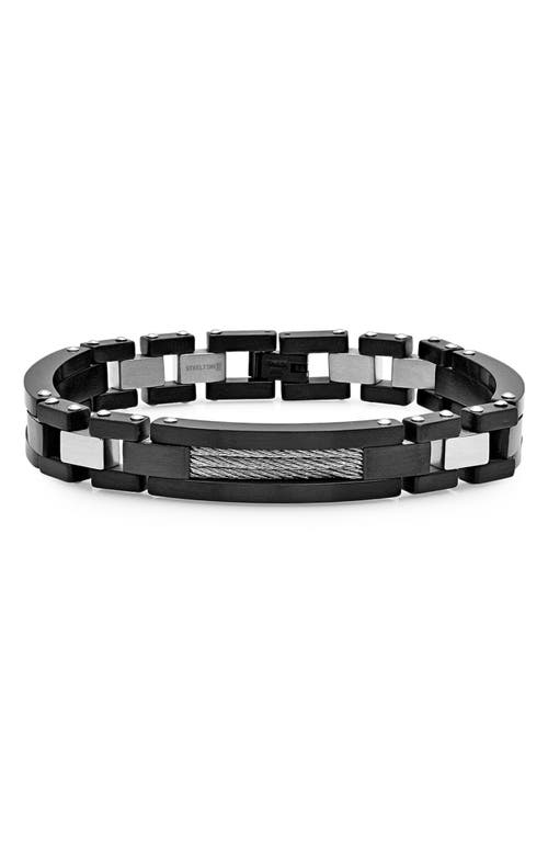Shop Hmy Jewelry Two-tone Stainless Steel Bracelet In Black/metallic