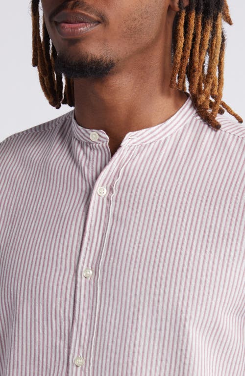 Shop Officine Generale Officine Générale Gaston Rustic Stripe Button-up Shirt In Ecru/sunset Berry