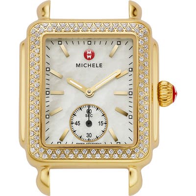 Michele Deco 16 Diamond Gold Plated Watch Head, 2m X 31Mm