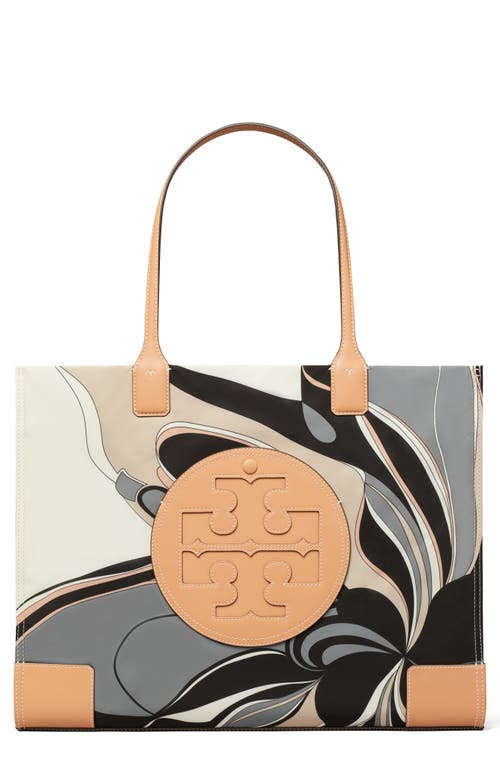 Shop Tory Burch Ella Print Tote In Neutral Tulip Swirl