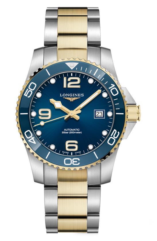 Shop Longines Hydroconquest Automatic Bracelet Watch, 41mm In Blue/ Gold