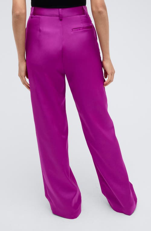 Kenneth Cole Satin High Rise Cargo Wide Leg Pant In Purple