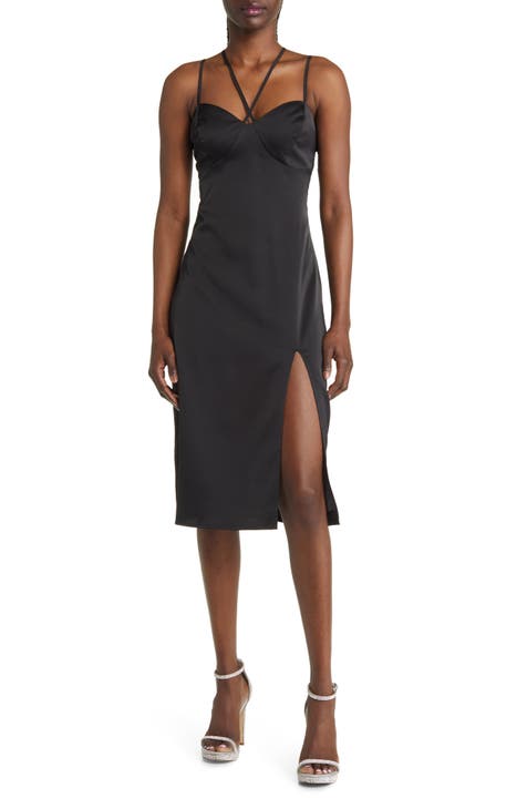 Chic Hour Cutout Cross Strap Cocktail Dress