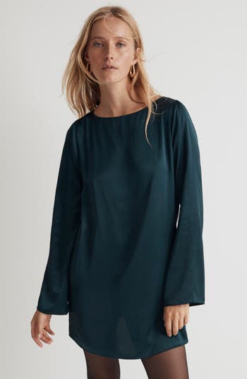 Madewell Long Sleeve Satin Shift Minidress