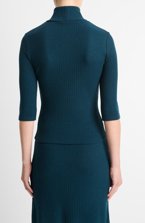 Shop Vince Rib Turtleneck Sweater In Deep Ocean