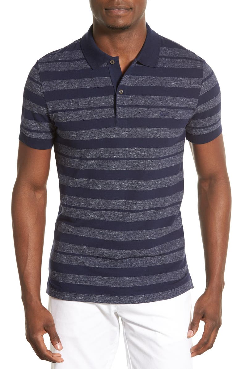 Lacoste Business Casual Slim Fit Stripe Short Sleeve Polo Nordstrom