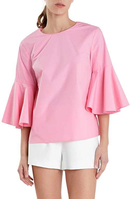 Bell Sleeve Cotton Top in Pink