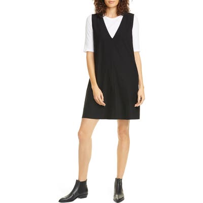 Eileen Fisher Deep V-Neck Shift Dress, Black