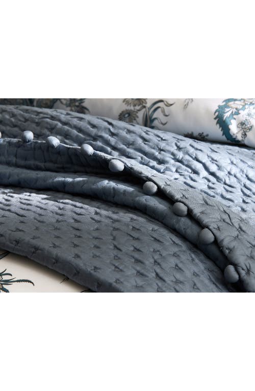 Matouk Margaret Pompom Quilted Silk Comforter In Evening
