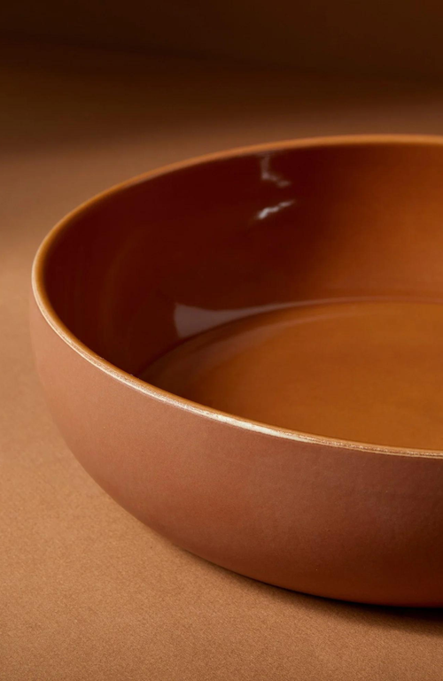 Gharyan Stoneware Shallow Stoneware Serving Bowl In Terracotta