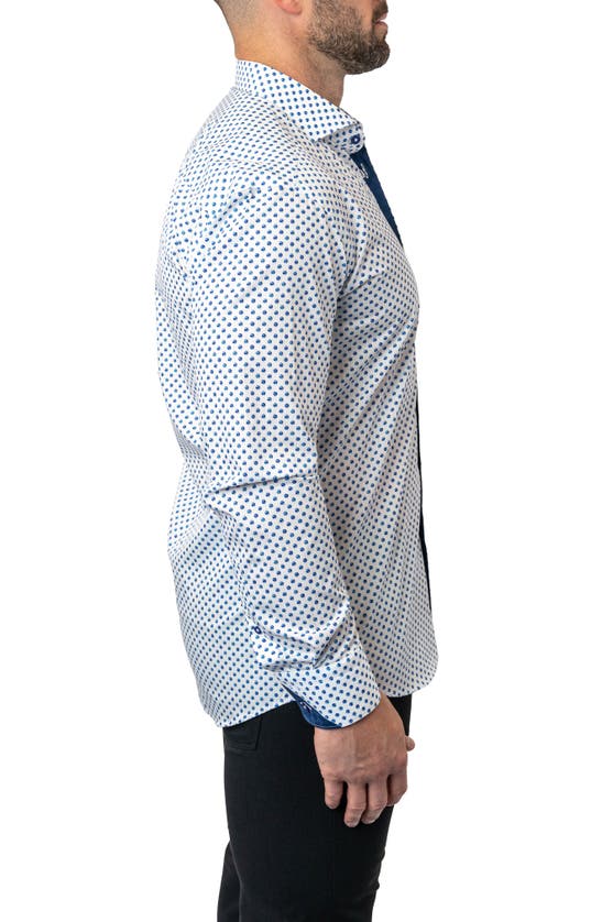 Maceoo Einstein Dot Print Contemporary Fit Button-up Shirt In White