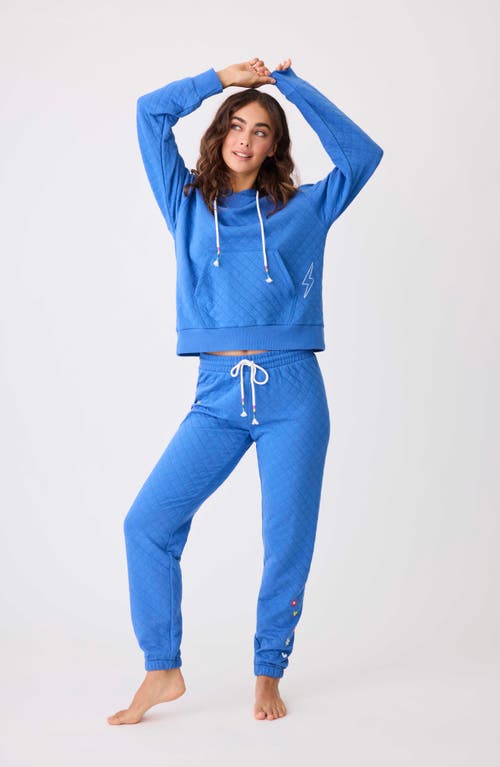 Shop Pj Salvage Electric Vibes Peach Hoodie In Cobalt