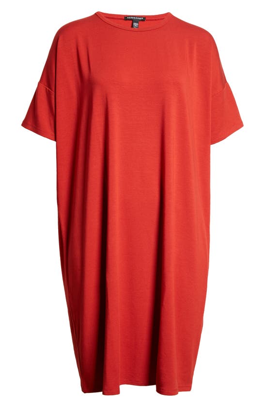 Eileen Fisher Boxy Crewneck T-shirt Dress In Cinnabar