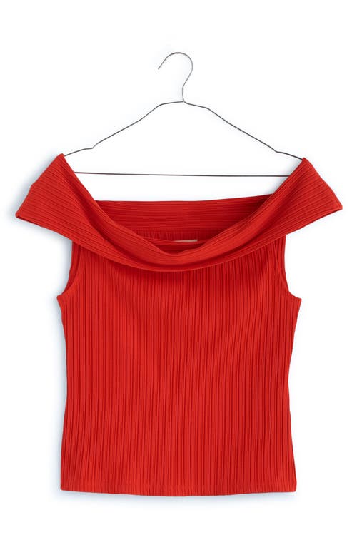 Rib Off the Shoulder Top in Rouge