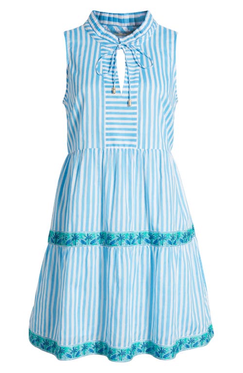 Shop Tommy Bahama Marina Isle Stripe Tiered Minidress In Glass Bead Blue