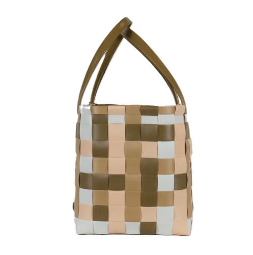 Handed By Color Block Recycled Tote Bag In Khaki Mix