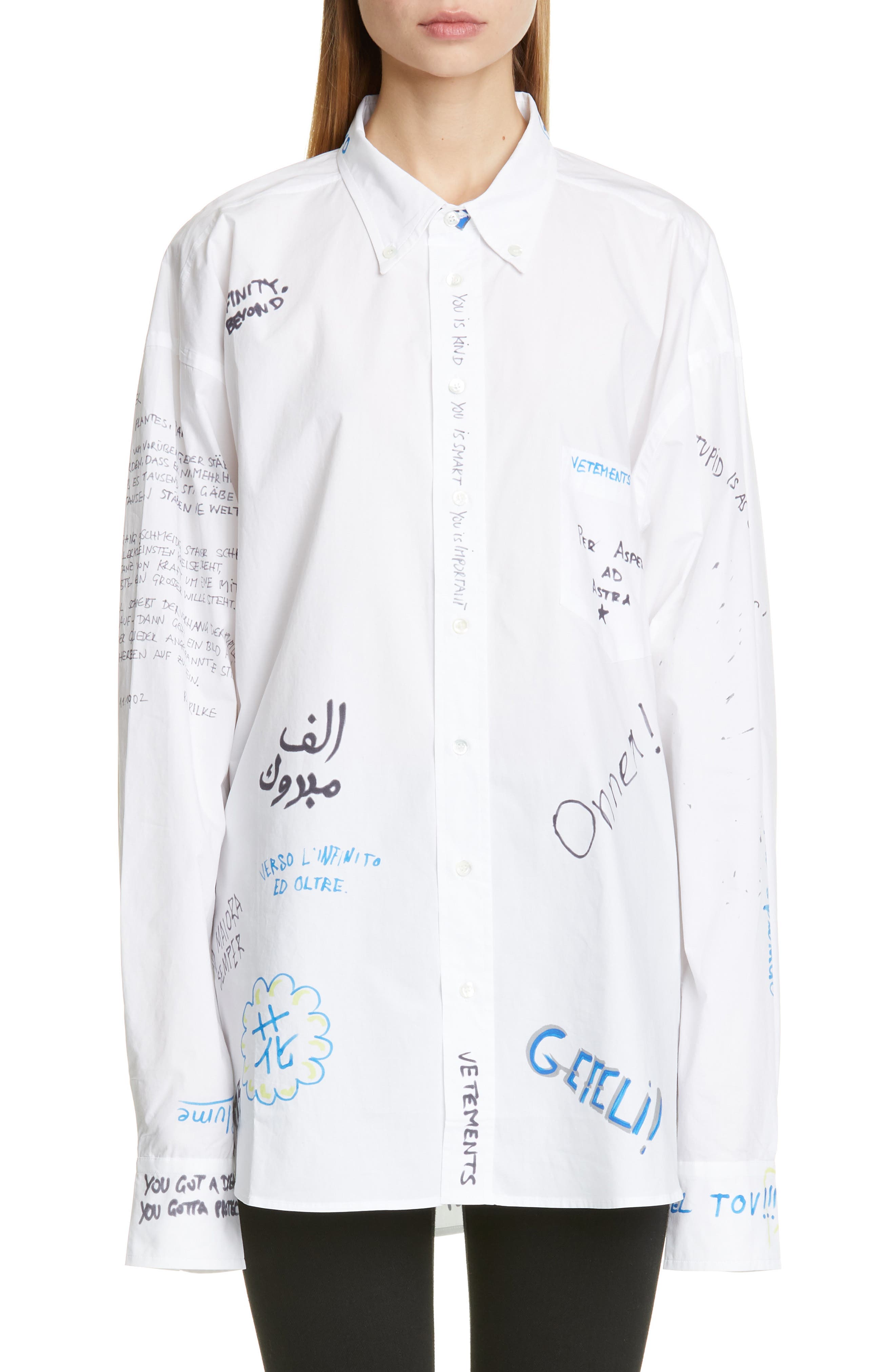 Vetements T-shirts Scribble Print Oversize Shirt