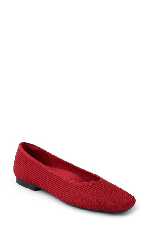 Margot 2.0 Square Toe Flat in Ruby Red