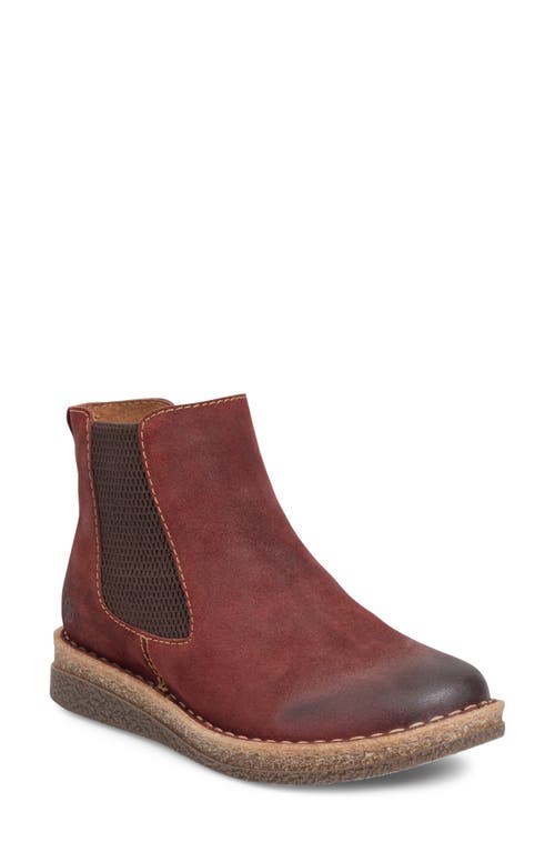 Faline Wedge Chelsea Boot in Dark Red Distressed