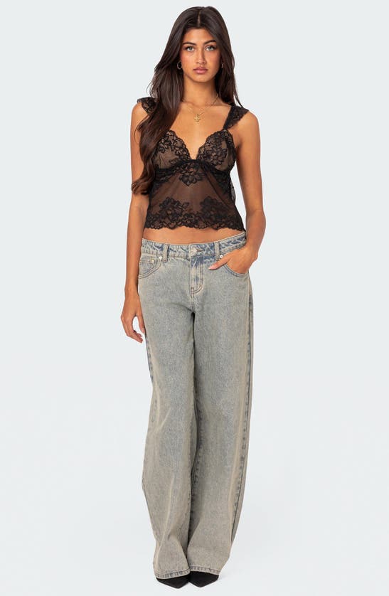 Shop Edikted Jasmine Sheer Lace Camisole In Black