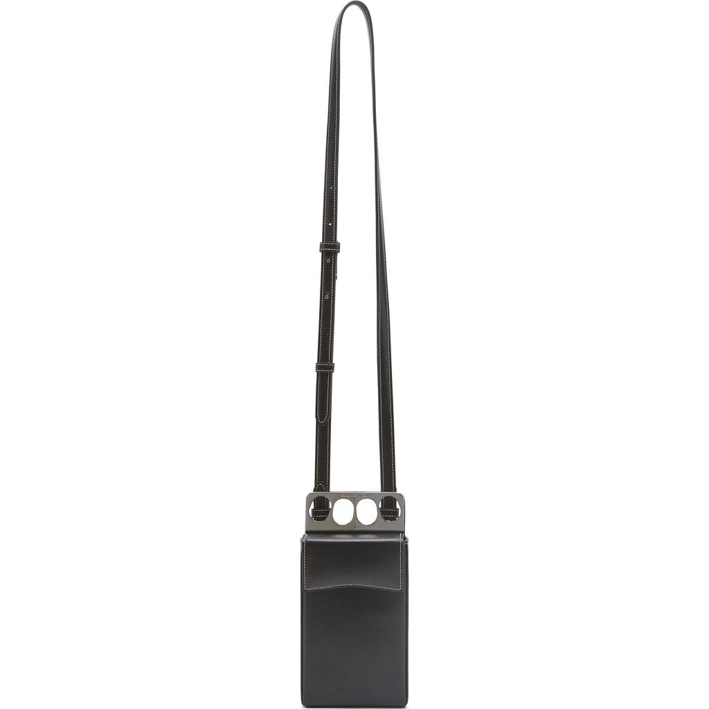 Alexander Mcqueen The Grip Leather Crossbody Phone Tote In Black