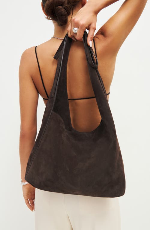 Shop Reformation Medium Vittoria Leather Tote In Boss Suede