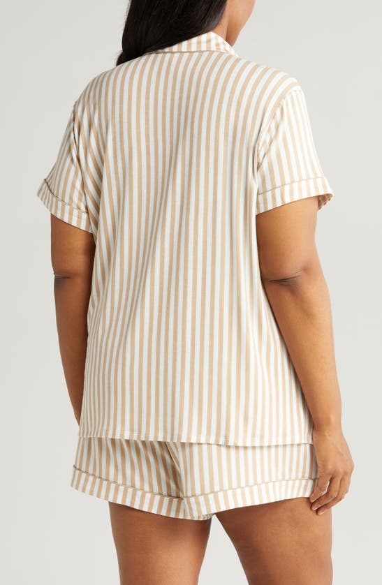 Shop Nordstrom Moonlight Eco Short Pajamas In Beige Hummus Skinny Stripe