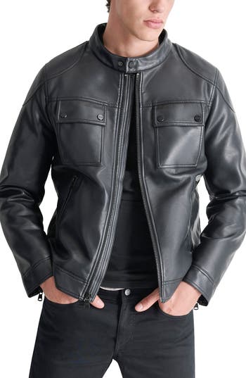 Dkny Faux Leather Jacket In Black