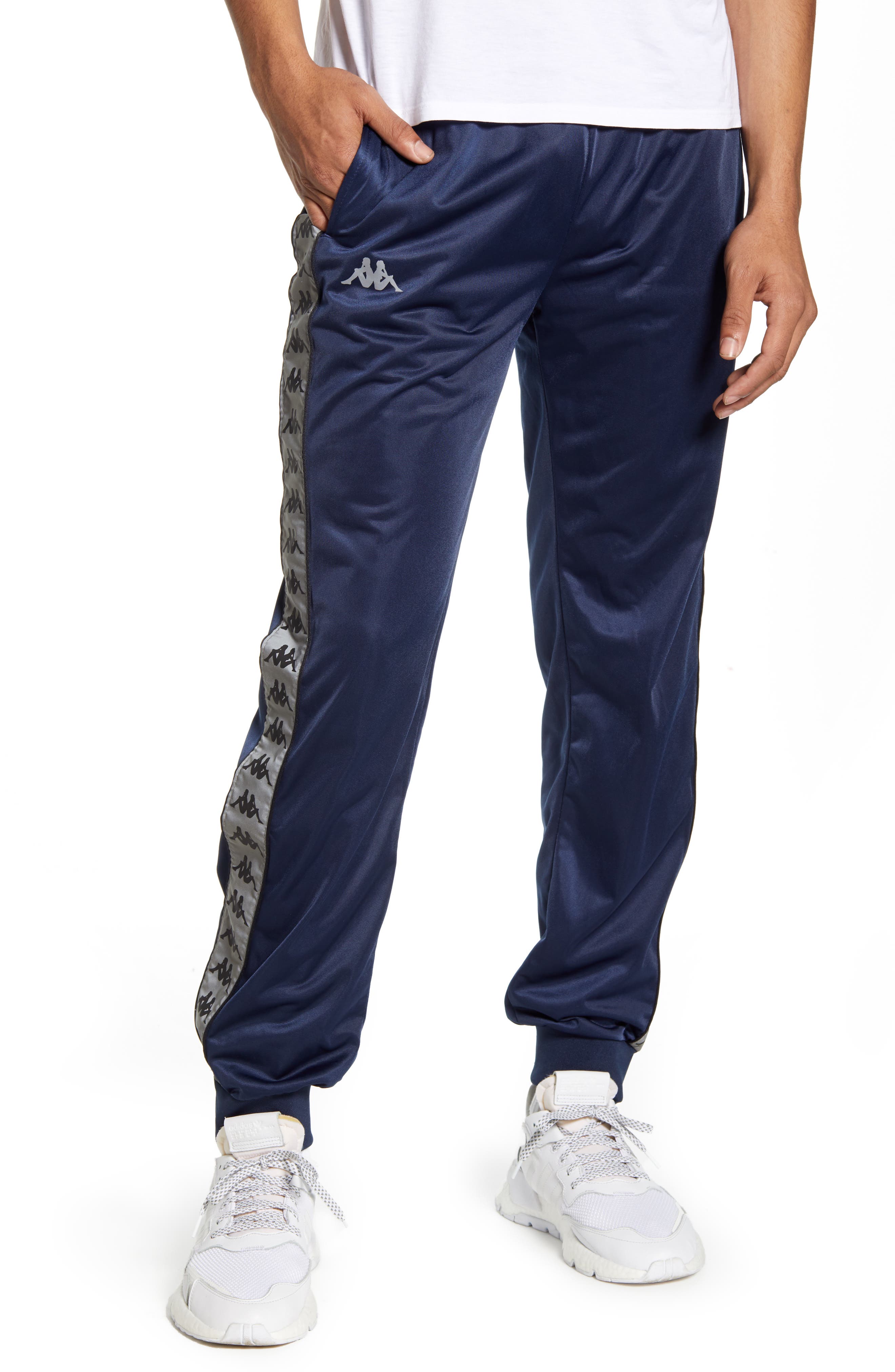 navy blue kappa track pants