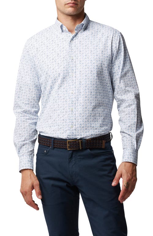 Rodd & Gunn Greneys Road Leaf Print Button-Down Shirt Snow at Nordstrom,