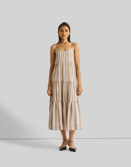 Reistor Strappy Tiered Maxi Dress In Beige Striped Down