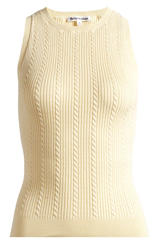 Shop Reformation Serena Cable Stitch Sweater Tank In Lemon Icing