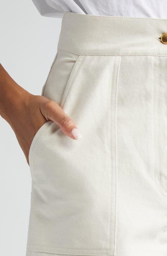 Shop Max Mara Oboli Cotton & Linen Wide Leg Utility Pants In Ivory
