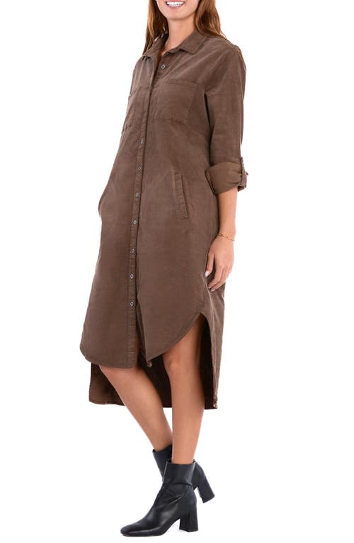Wash Lab Denim Chill Out High-low Corduroy Shirtdress In Rich Coco