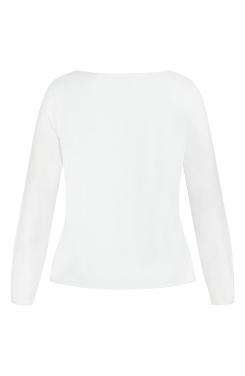 City Chic Liz Scoop Neck Jersey Top In White