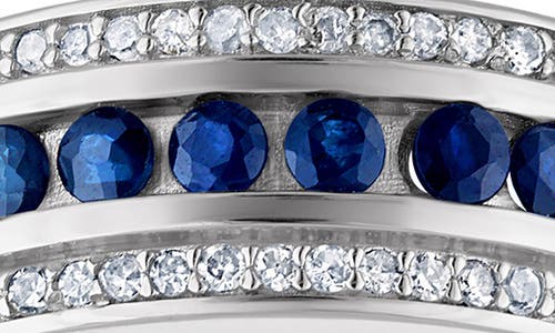 Fzn Sterling Silver Sapphire & Diamond Band Ring In Sapphire