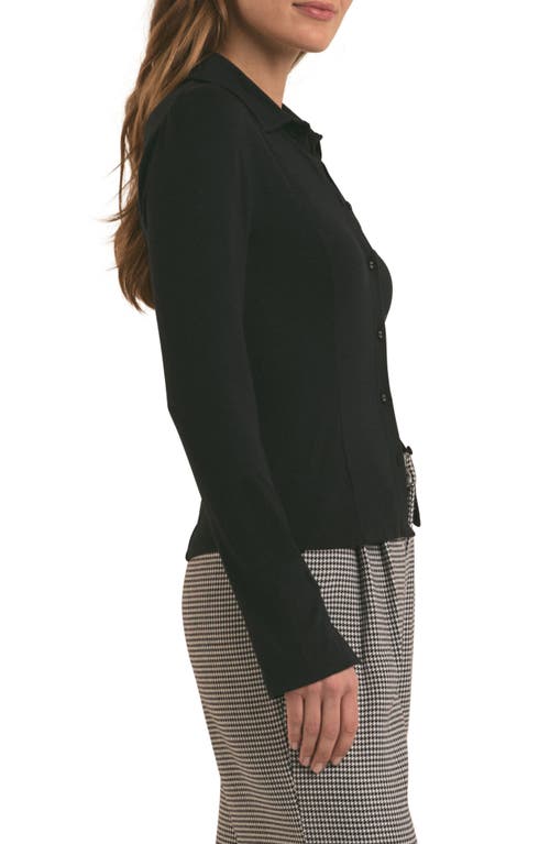 Shop Favorite Daughter The Trinity Jersey Button-up Shirt In Black