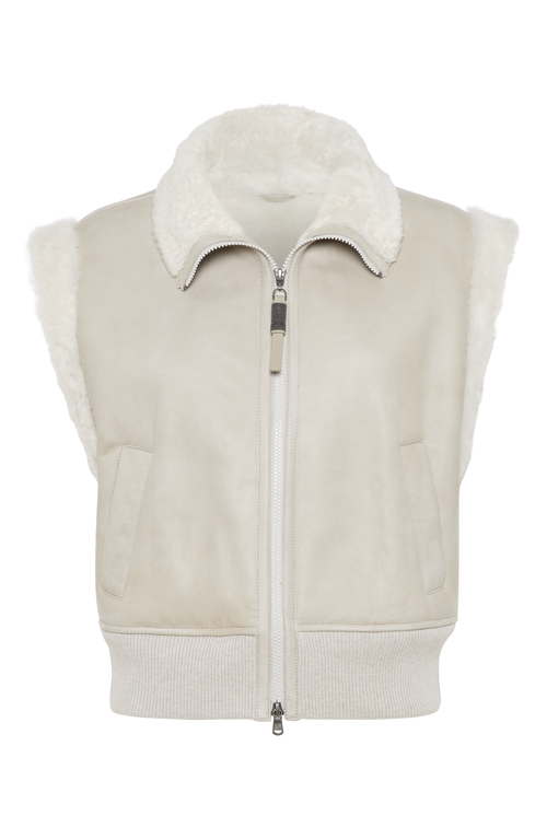 Shop Brunello Cucinelli Shearling Vest In Oat